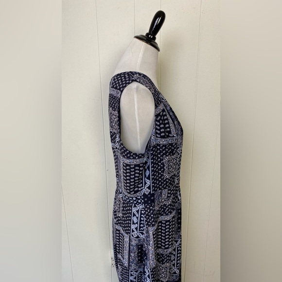 Talbots Blue Paisley Bandana Print Midi Maxi Dress Size 14 Sleeveless Casual - Picture 13 of 13